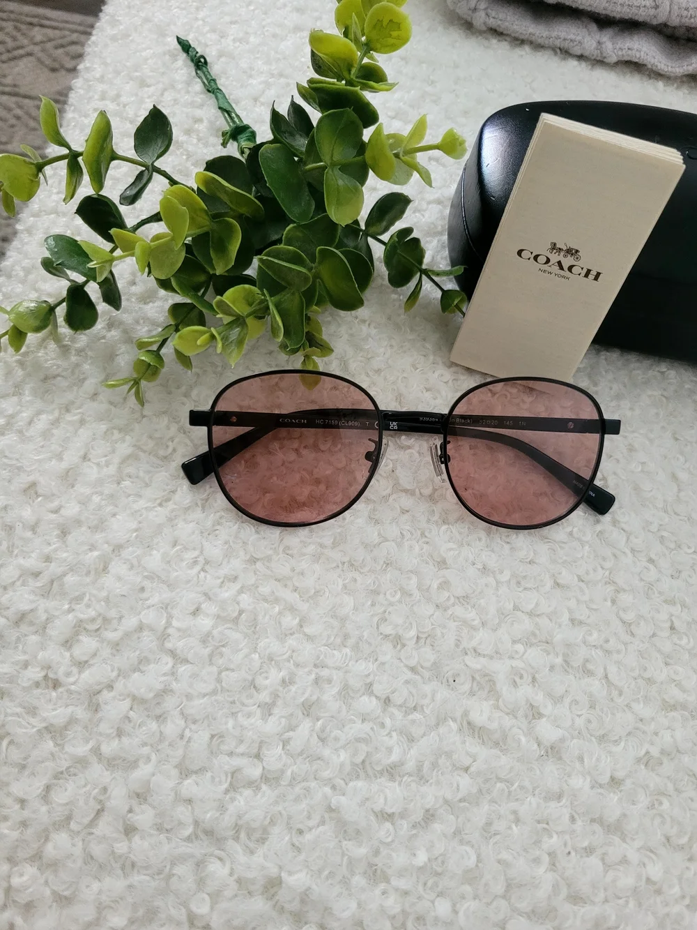 Coach Round Women's Sunglasses with Rose-Tint Lenses